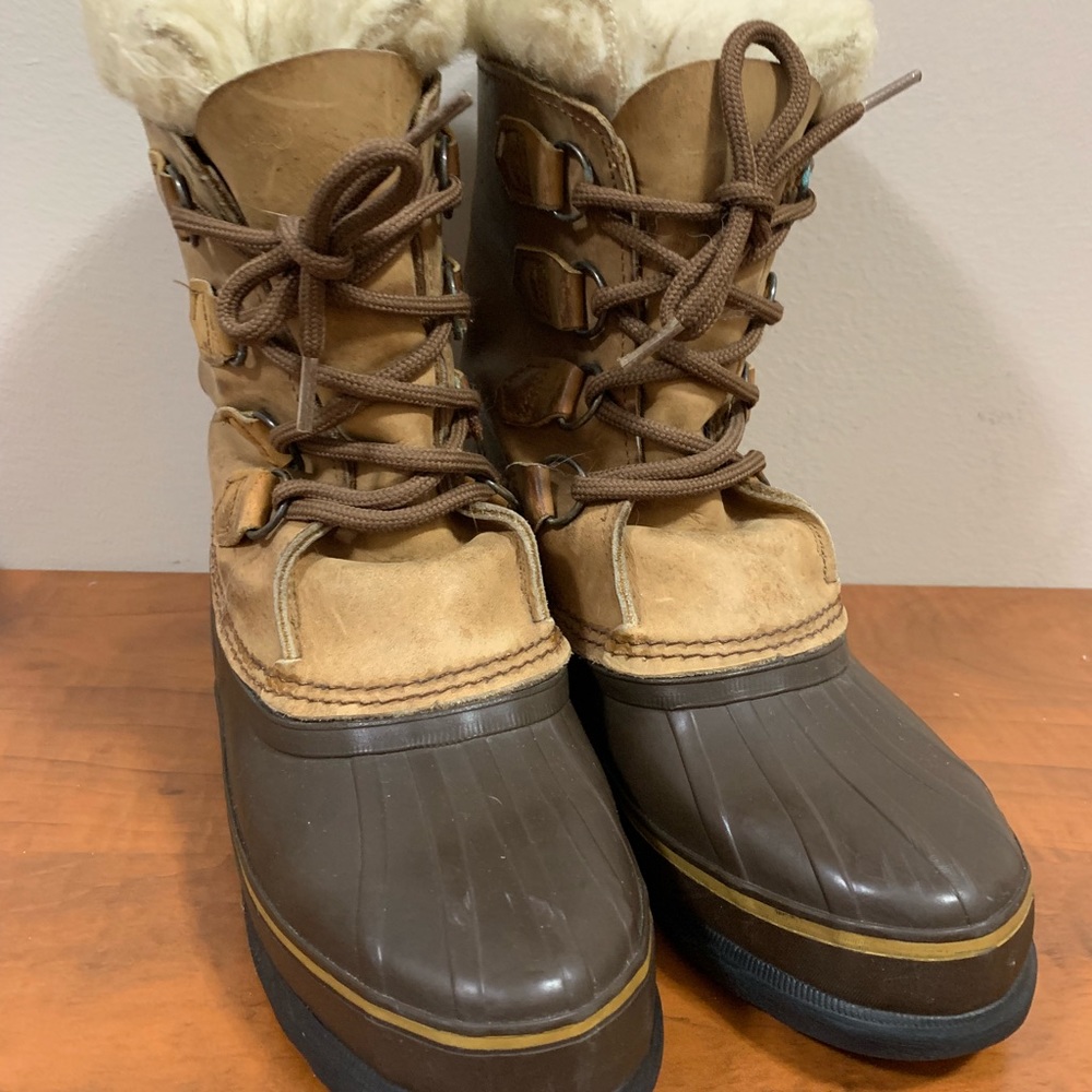 SOREL Leather Winter Duck Waterproof Boots SIZE 8